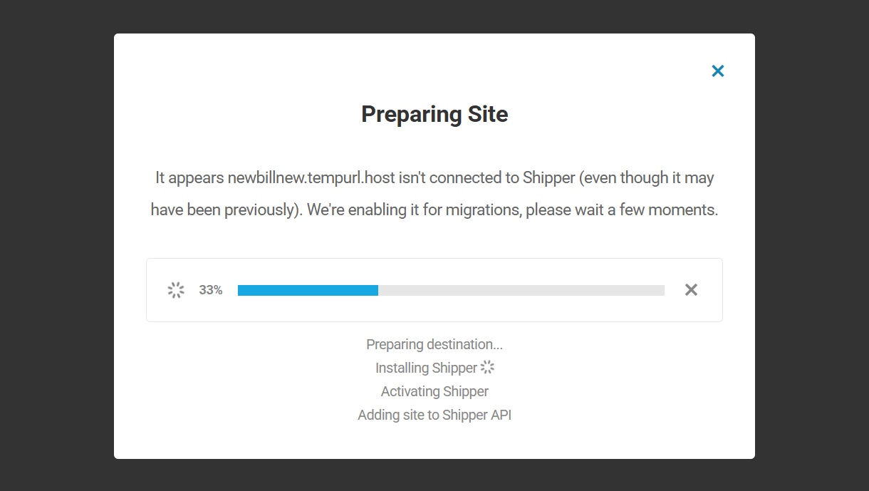Shipper auto-installing on destination site for migration