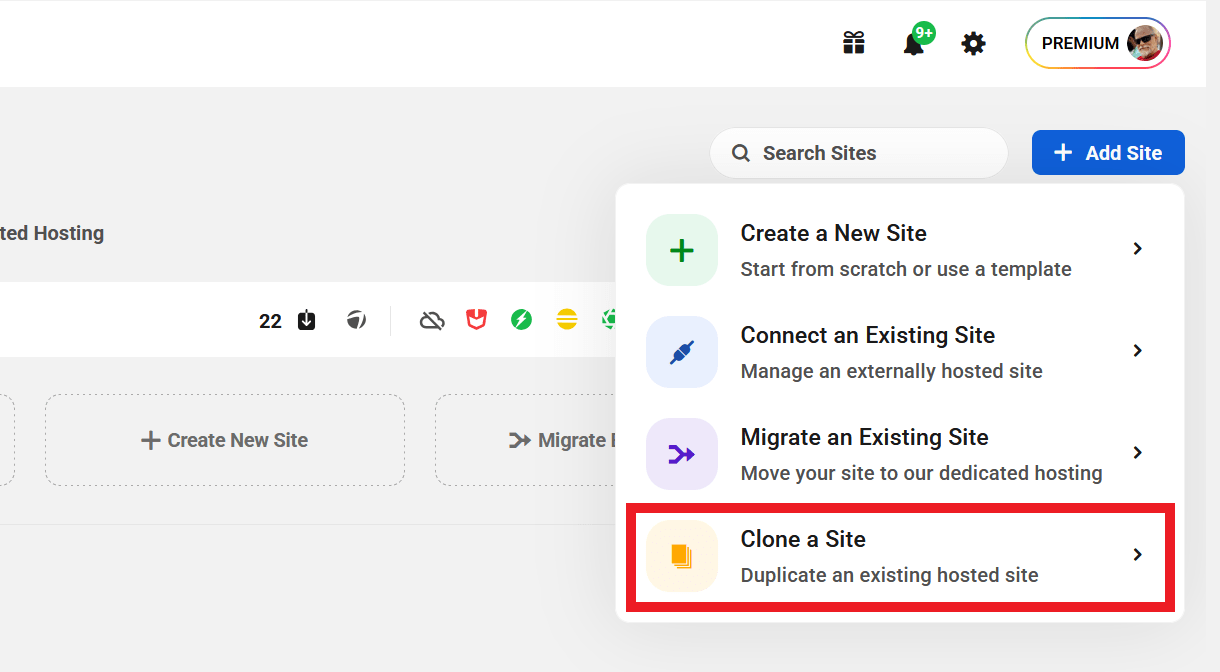 Clone an existing WPMU DEV hosted site