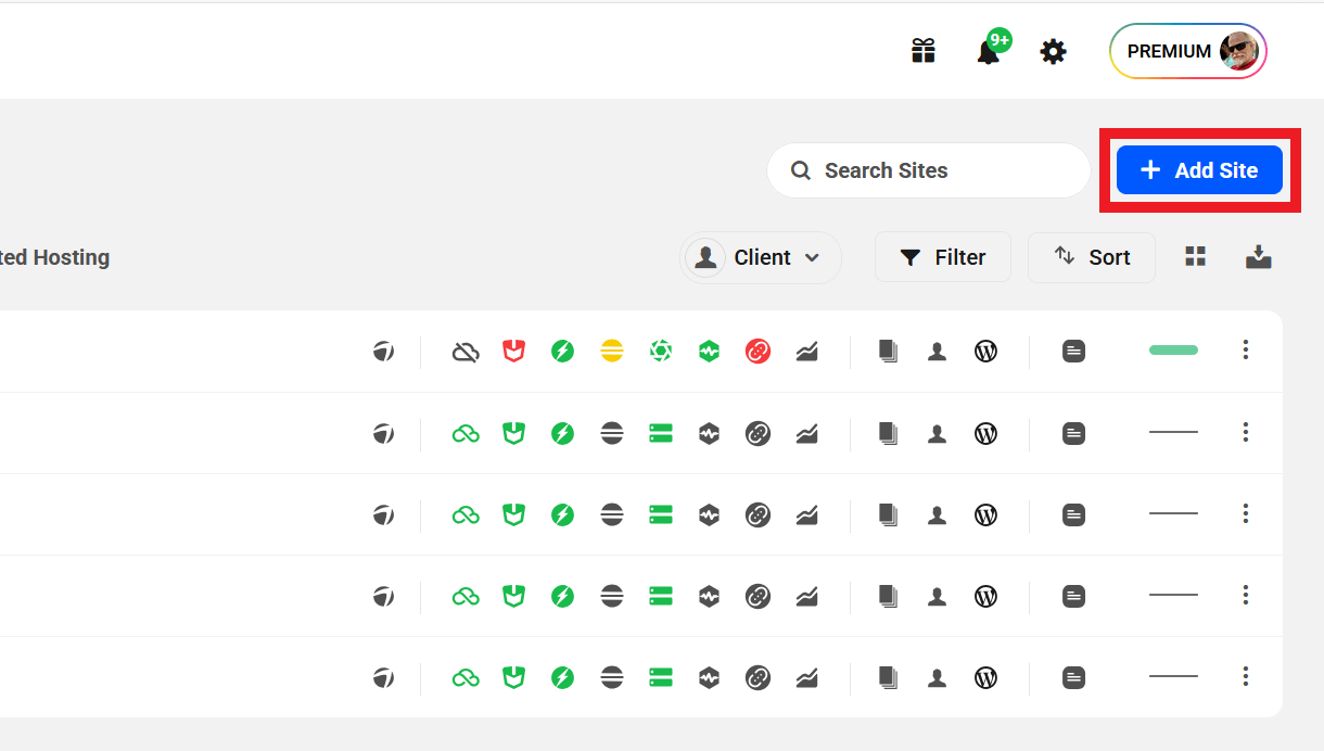 Add a new site in The Hub