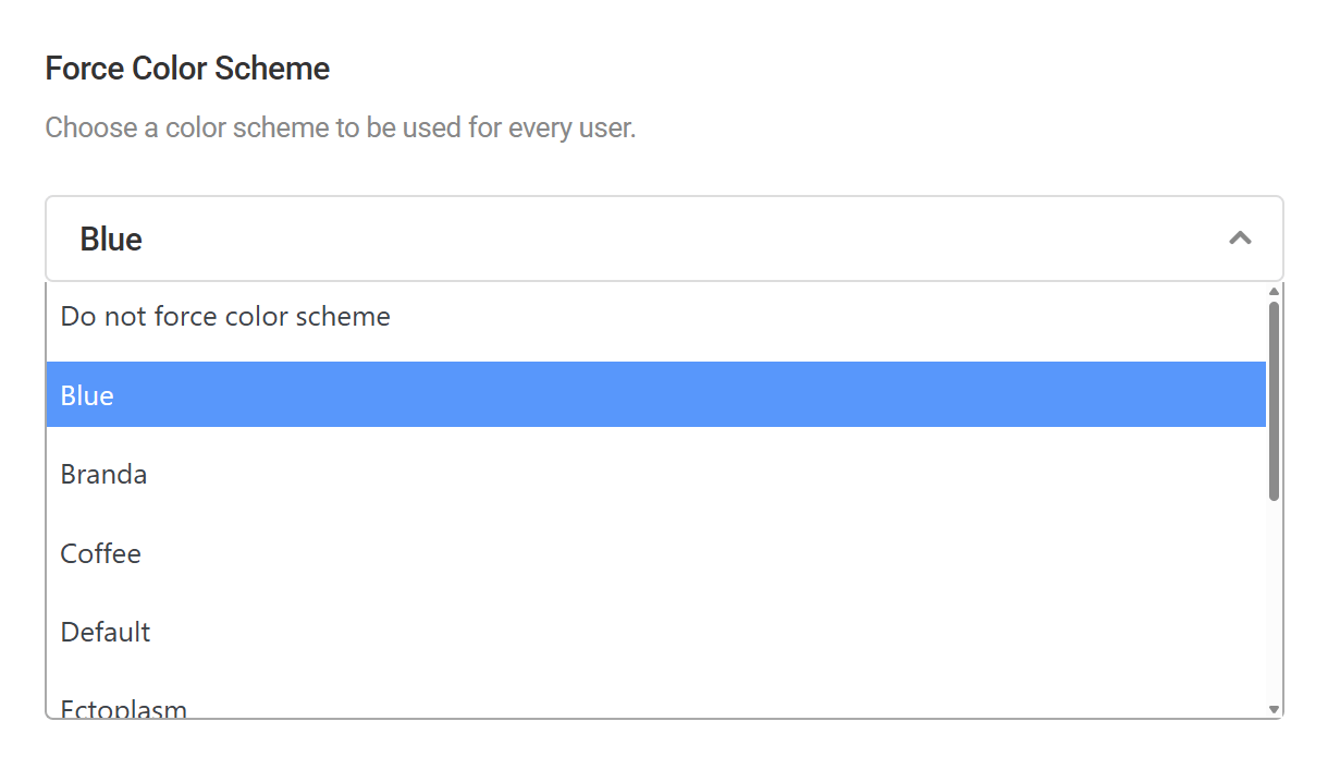 Force a default admin color scheme in Branda
