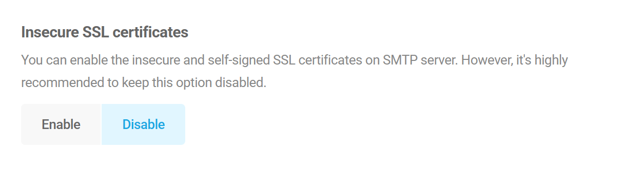 Insecure SSL option in Branda SMTP module