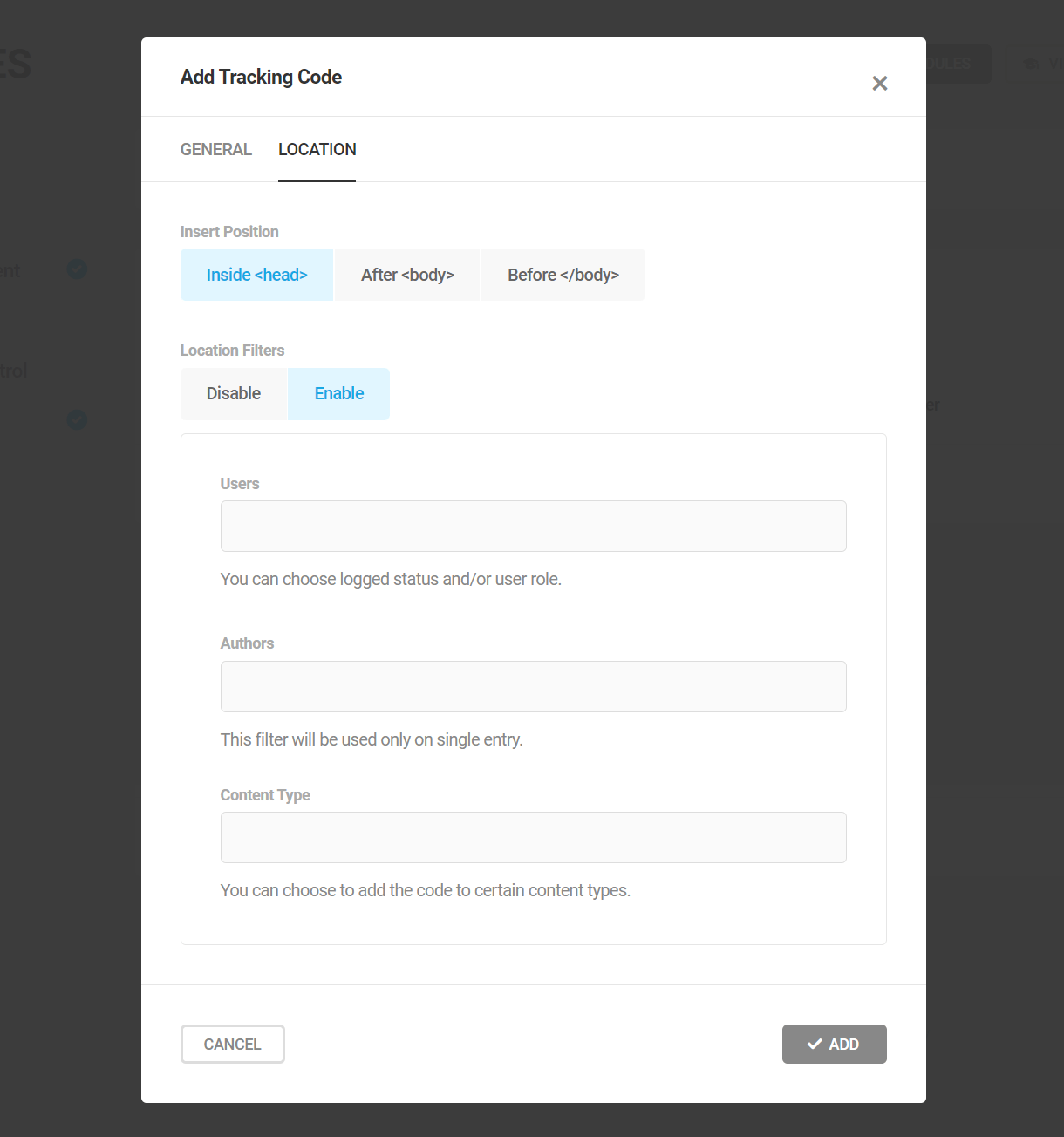 Location filters in Branda Tracking Codes