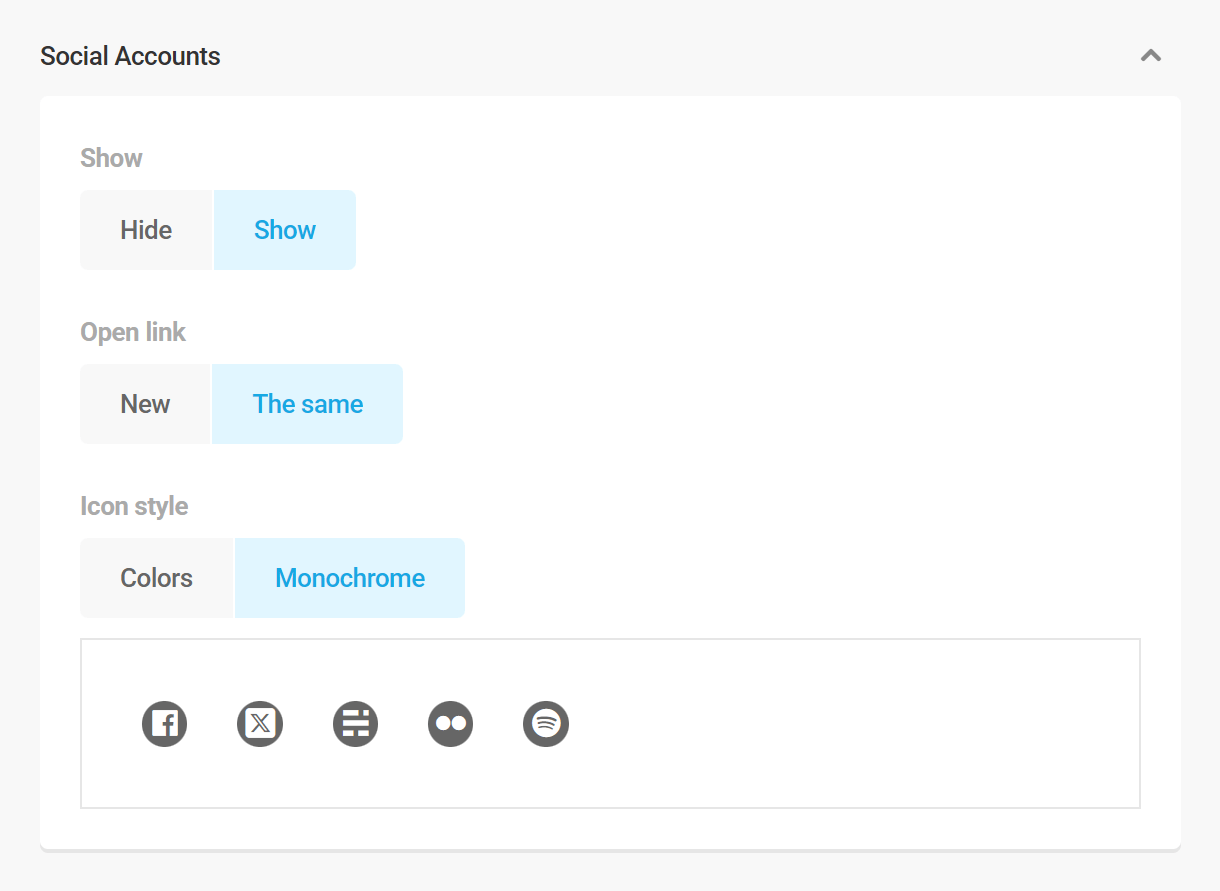 Branda website mode social account design options