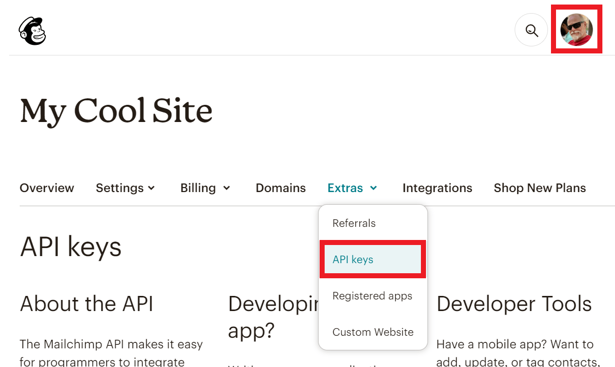 Get Mailchimp API key for integration with Hustle