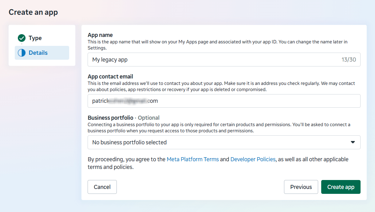 Details of a legacy app at Facebook