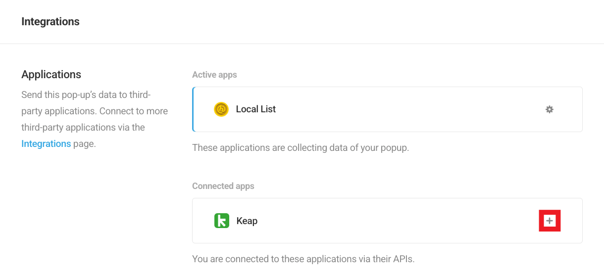 Keap Popup Integration