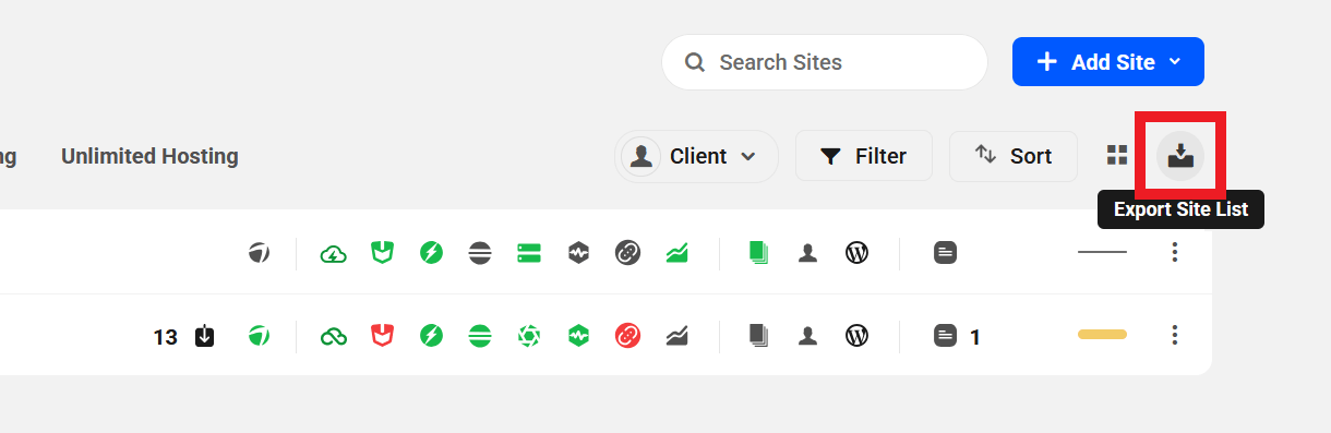 Export a list of sites in The Hub