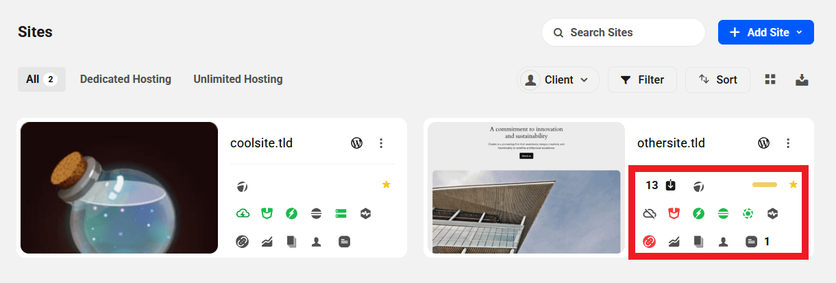 Grid View site icons