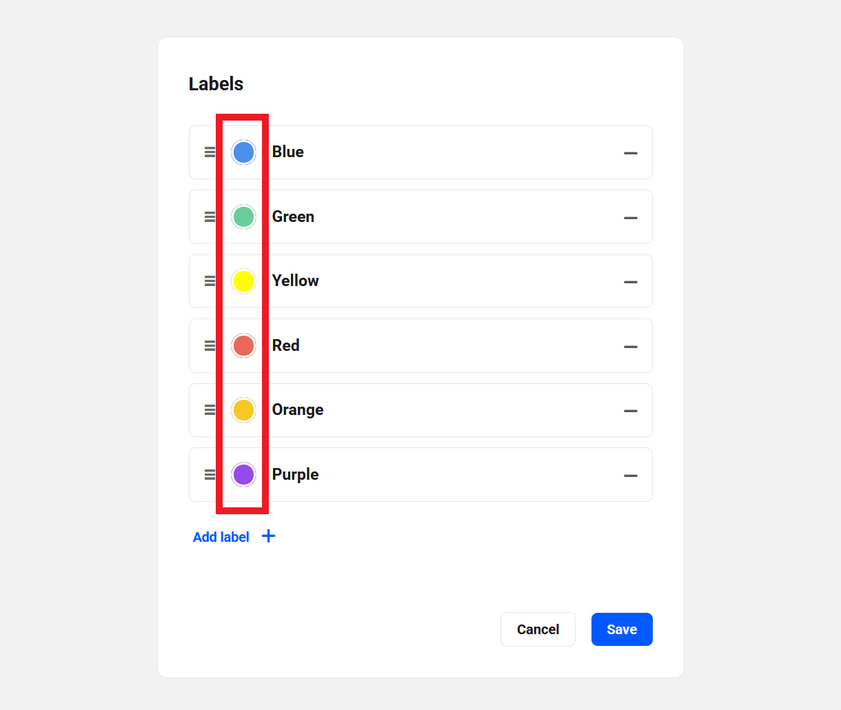 Edit label colors