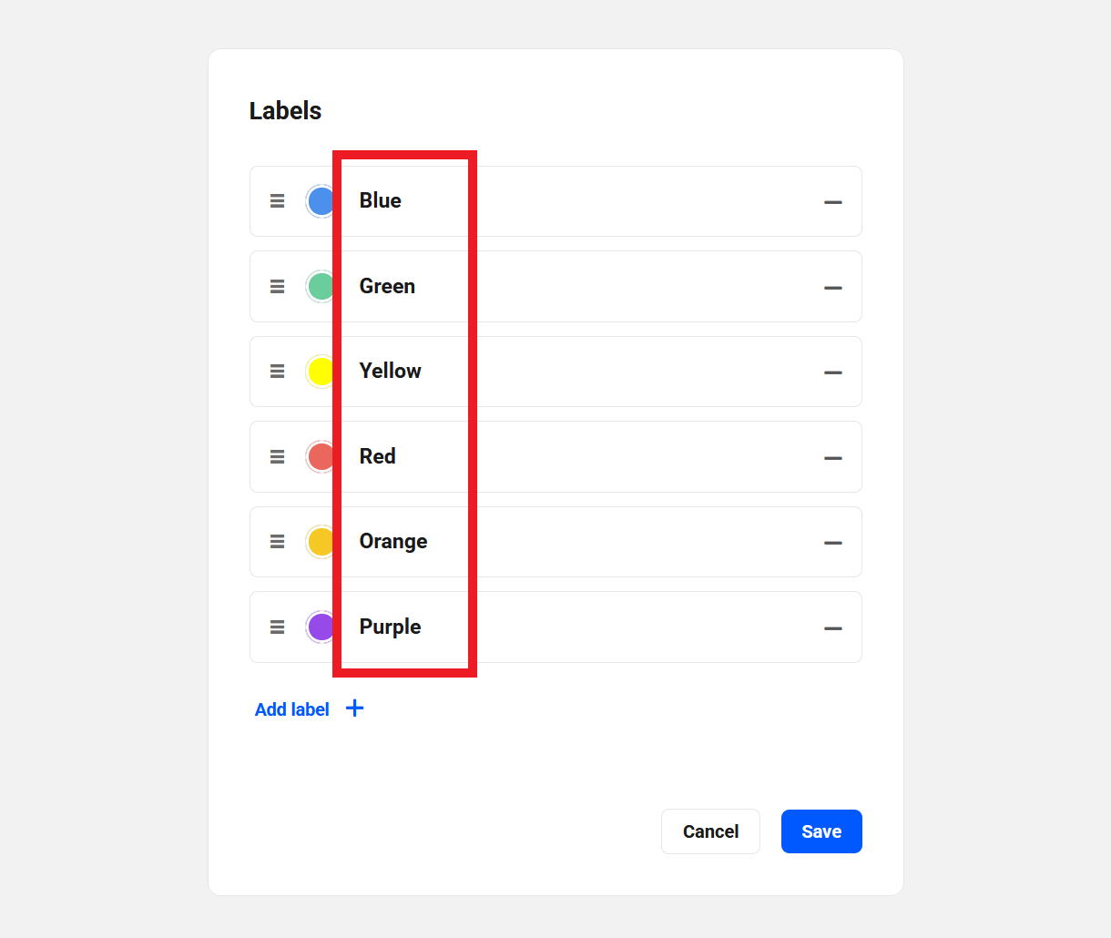 Rename labels