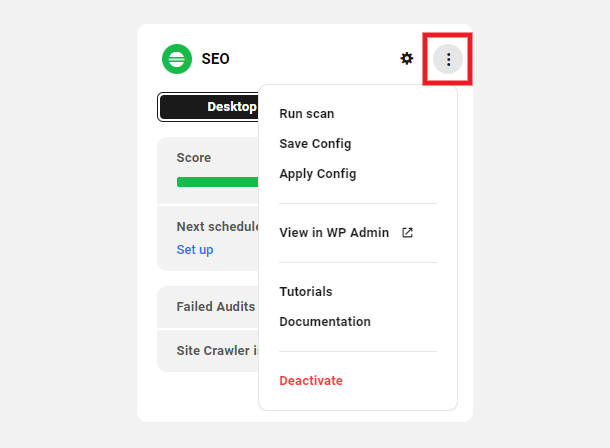 Hub overview SEO widget options