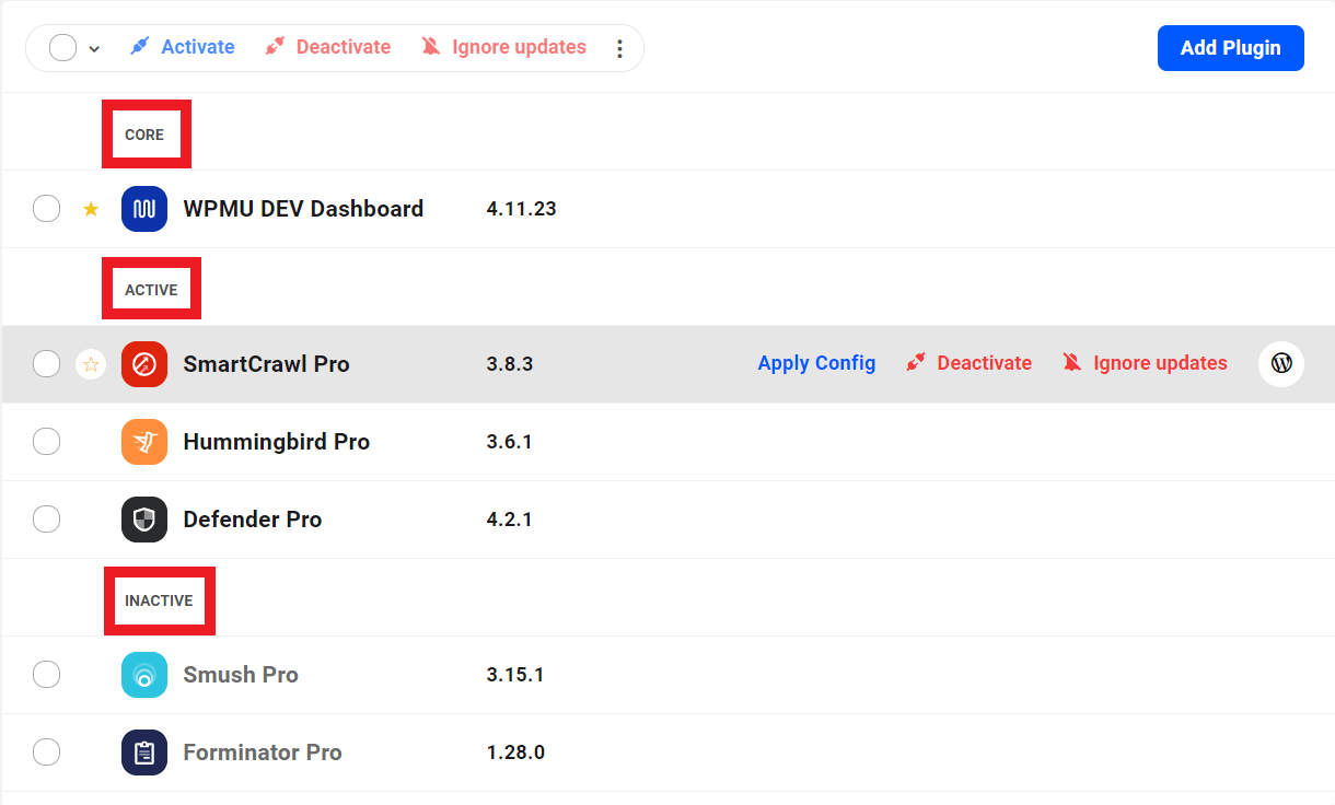 Manage plugins for a site in the Hub