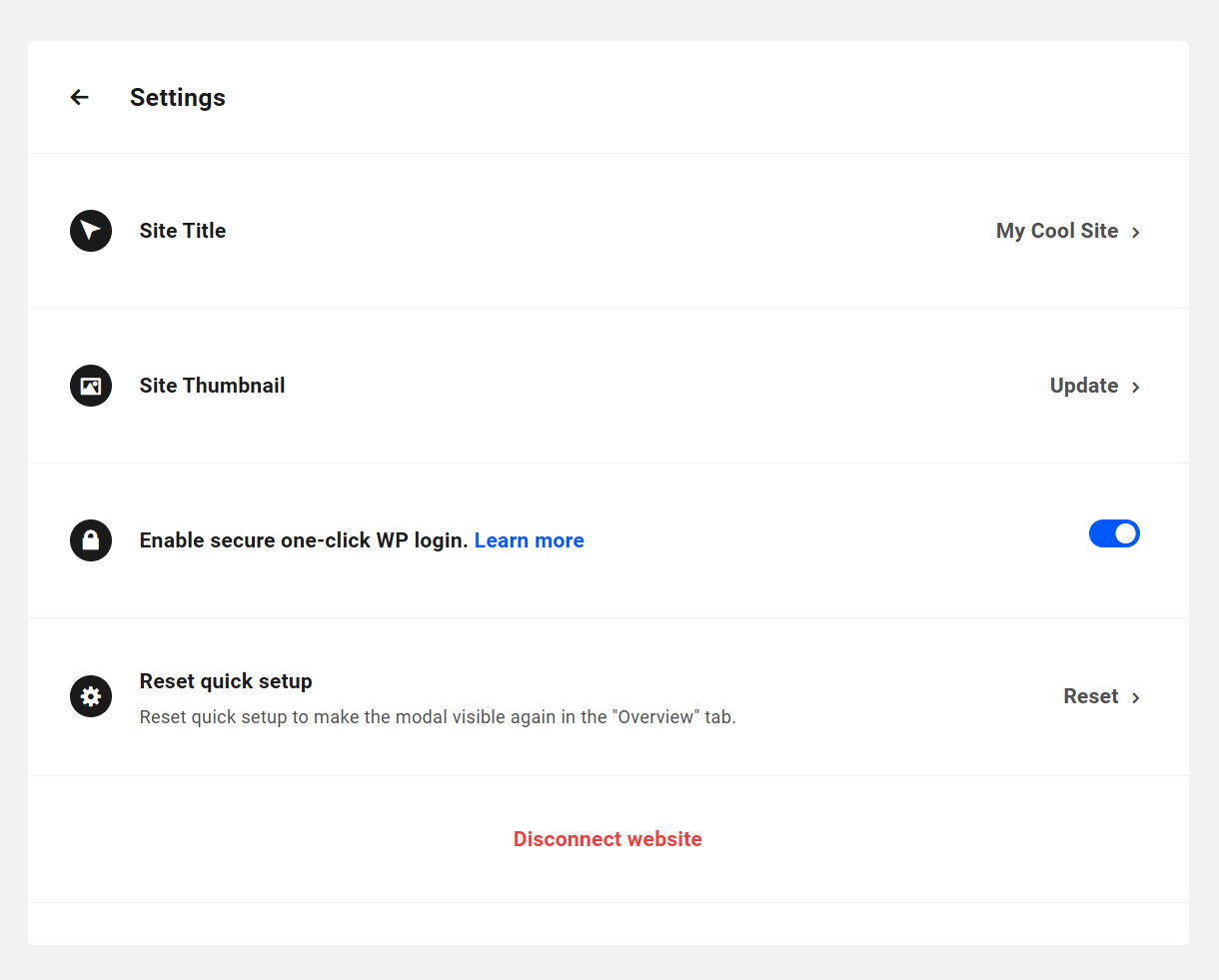 Site settings in the Hub