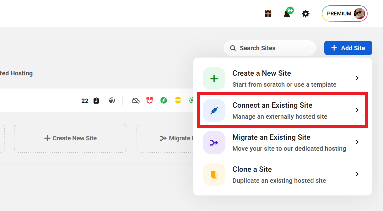 Connect a new site to The Hub