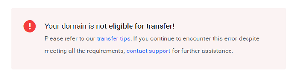 Domain not eligible for transfer