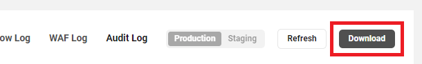 Allows the user to export and download the logs of a site