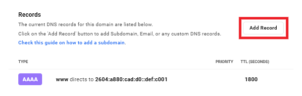 Allows the team member to add DNS records to connected domains