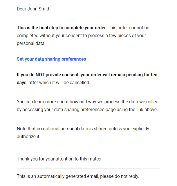 Email - GDPR Initial Consent Request - Asynchronous