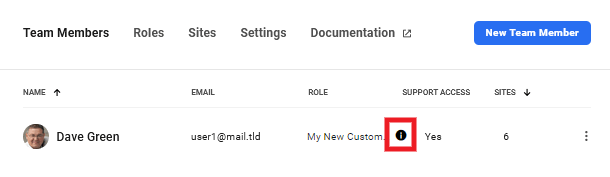 Access to all sites indicator in Hub team list