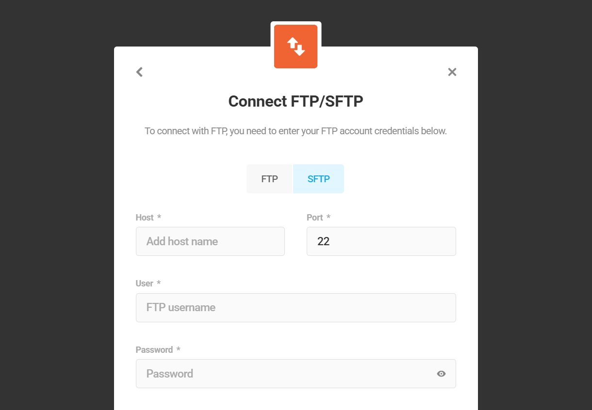 Add FTP/SFTP storage destination details in Snapshot