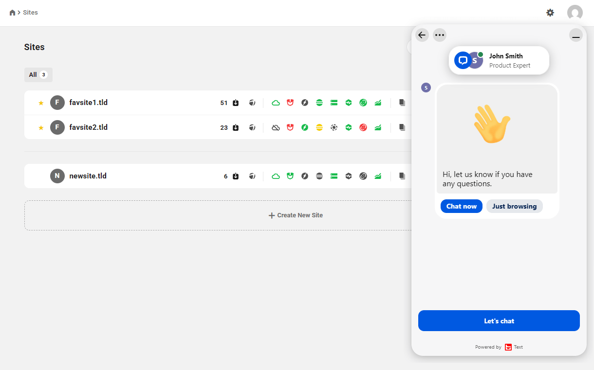 LiveChat widget in the Hub Client