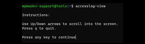 View hosting access logs via SSH