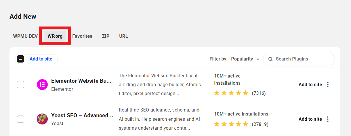 Add plugins from different sources in the Hub