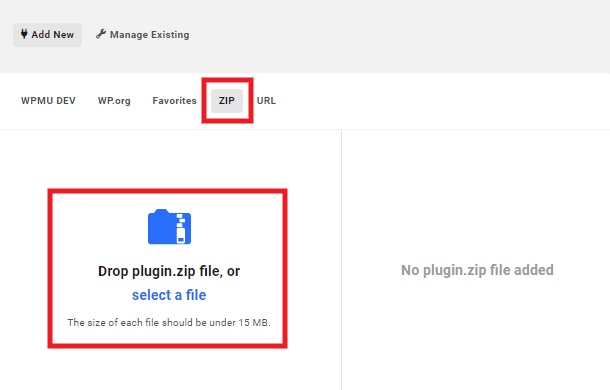 Add plugins via zip file in the Hub