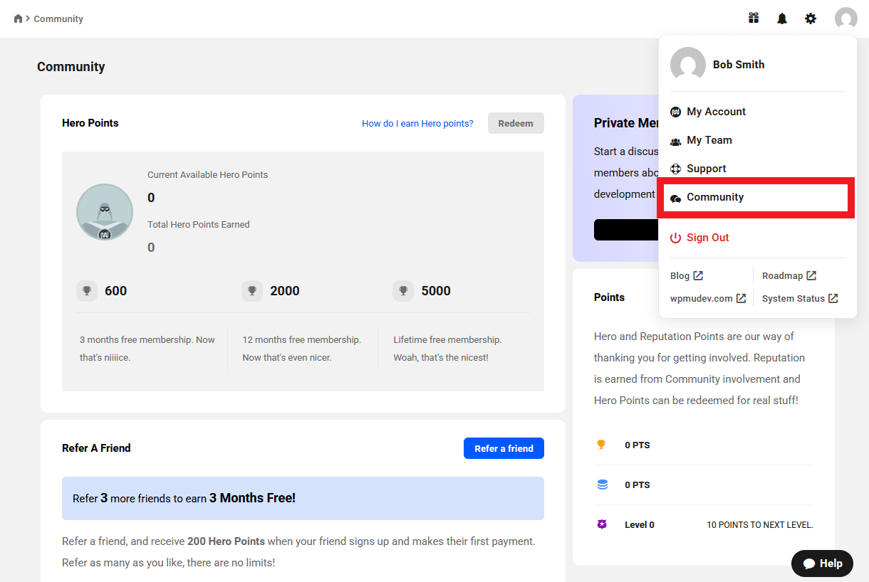 Community options as a free Hub user