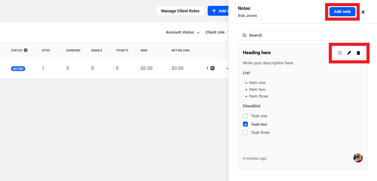 Allows the team member to add and edit any client notes of any client