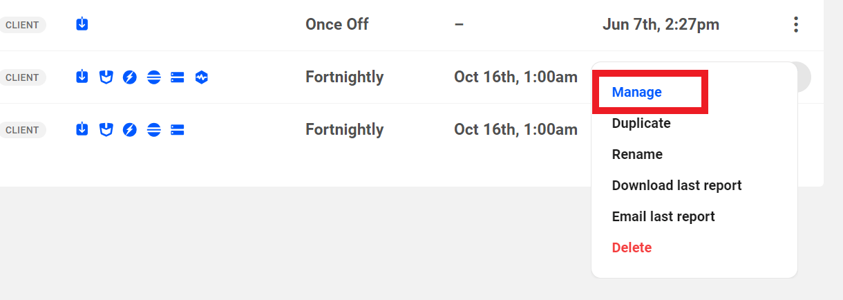 Allows the user to modify an existing report configuration for a site