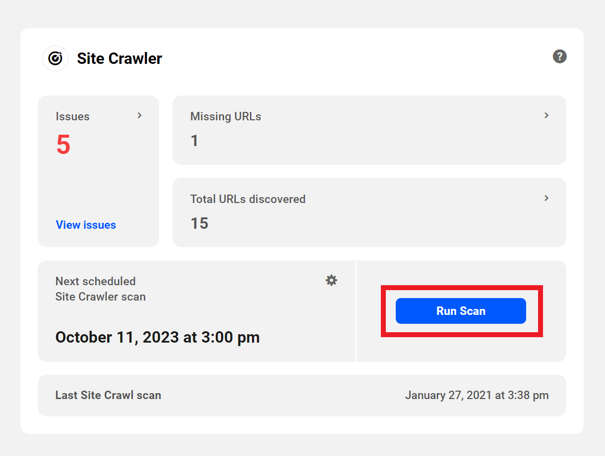 Allows the user to run a Site Crawler scan on a site