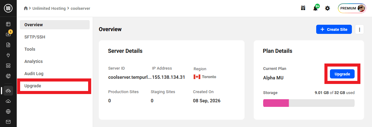 Allows the team member to modify the hosting plan of any unlimited server