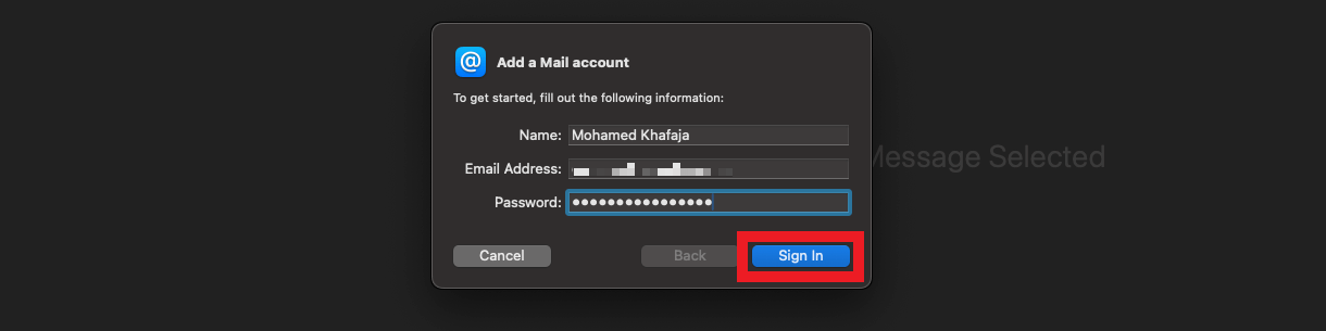 Adding your Pro Email account details in Apple Mail