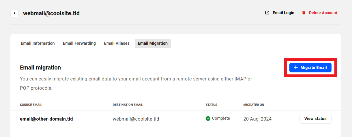 Migrate another email account to Pro Email