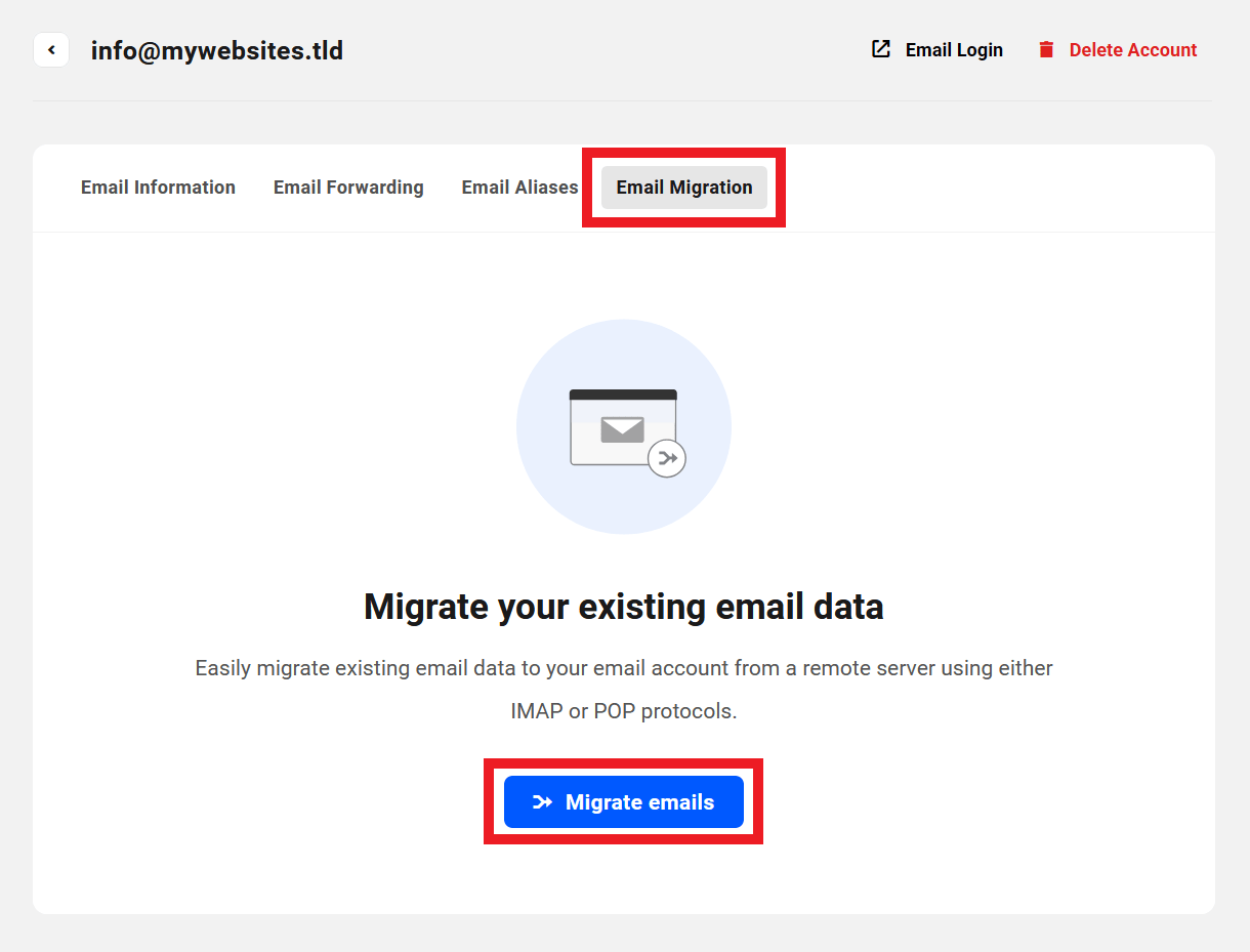 Migrate email data to Pro Email