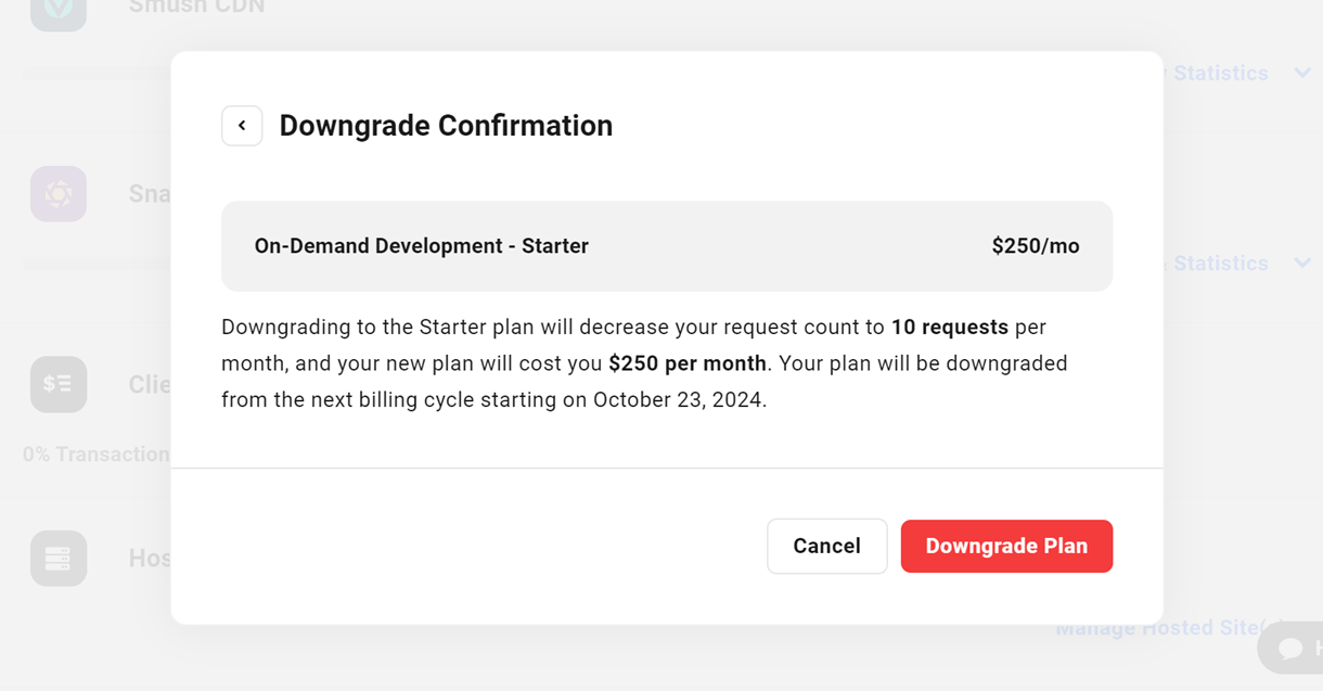 downgrade confirmation