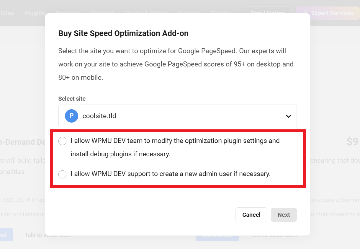Grant permissions when purchasing expert services