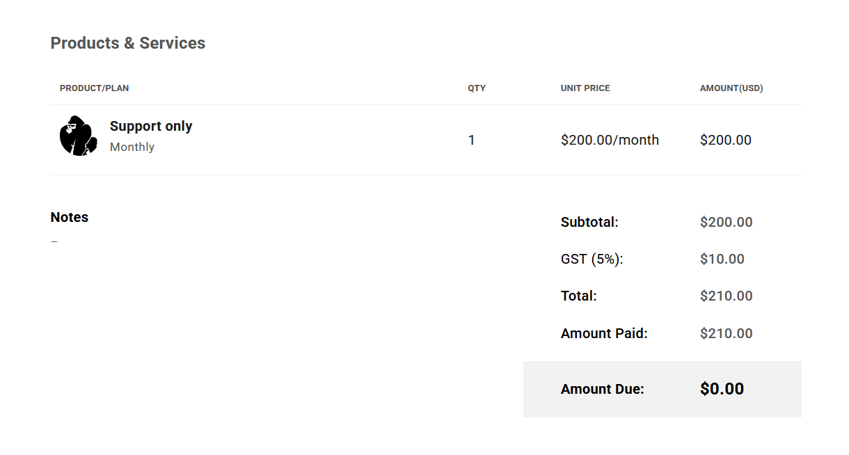Invoice details overview in Client Tools