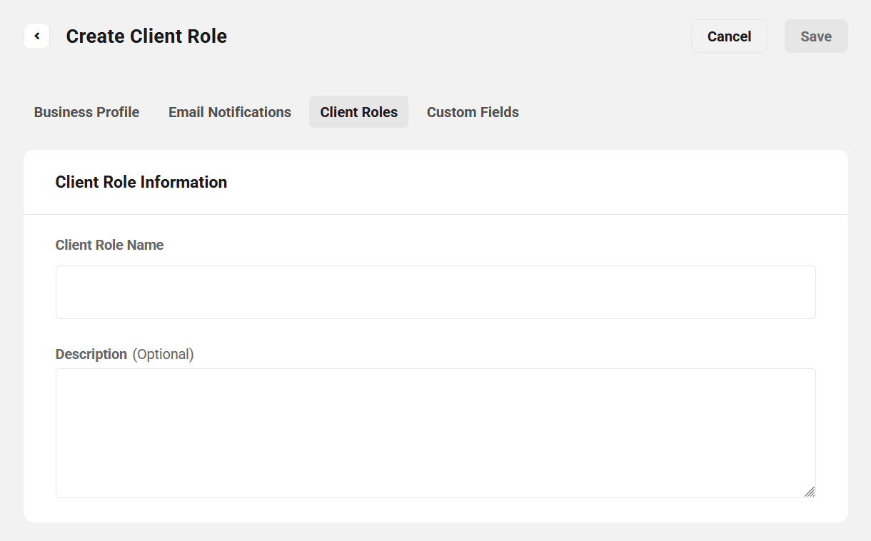 Name a custom Client role in Client Tools