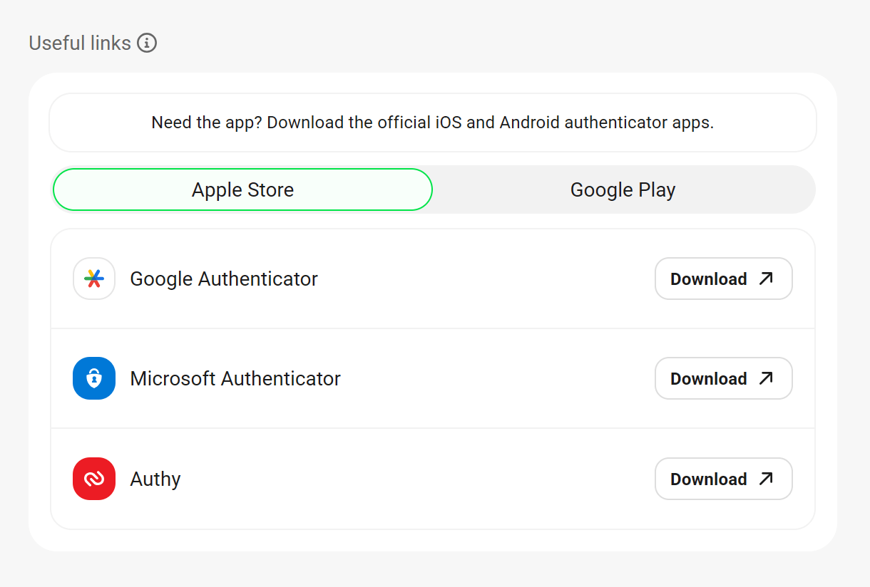 Download app for Two-Factor-Authentication in Defender