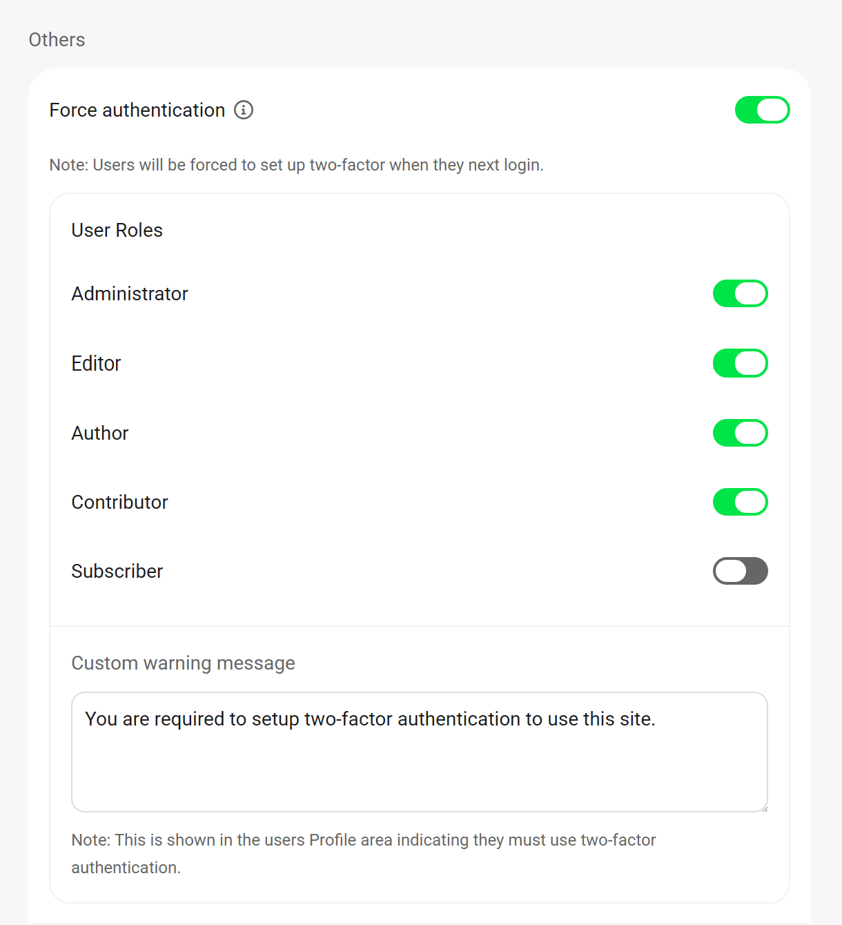 Force two-factor authentication per user role in Defender