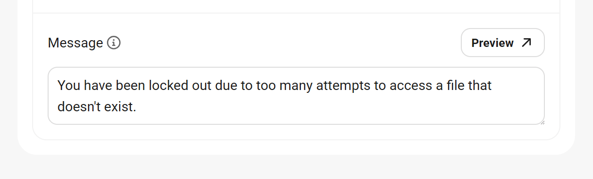 Lockout message in Defender 404 detection