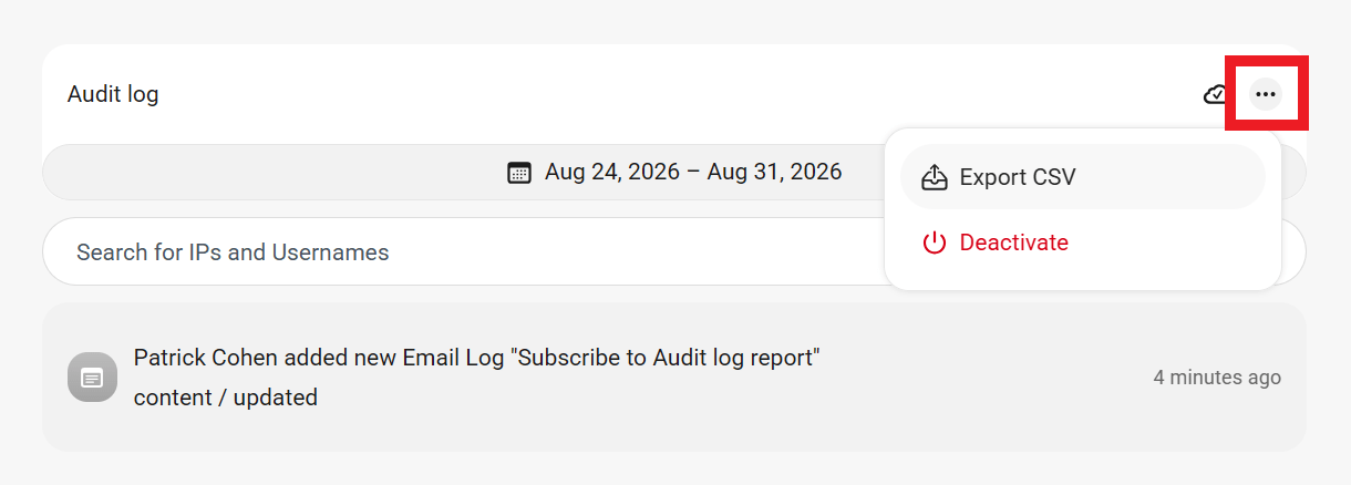 Defender Audit Log export