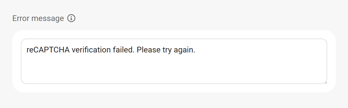 Set an error message for Google reCAPTCHA or Cloudflare Turnstile
