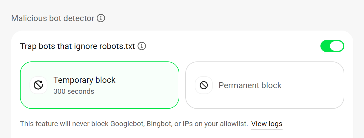 Enable Trapping bots that ignore robots.txt