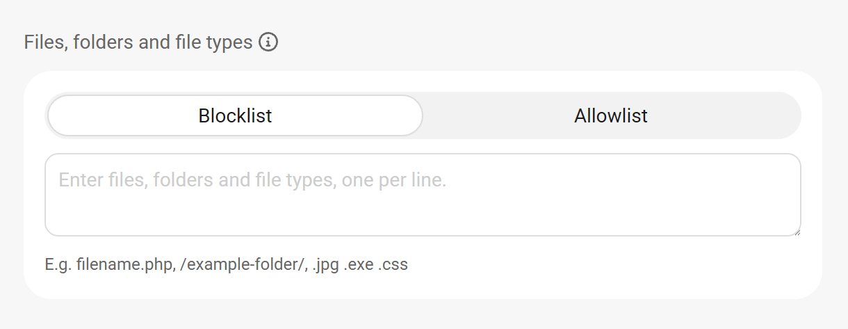 "Files, folders & file types allowlist and blocklist