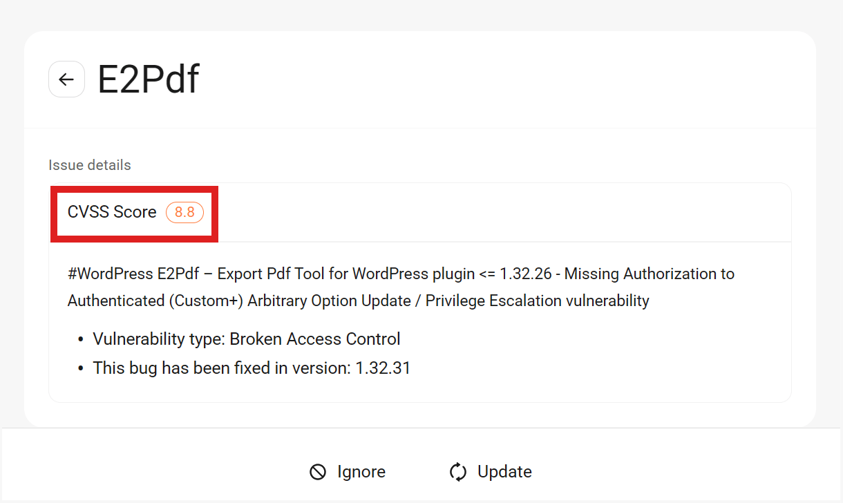 Known plugin or theme vulnerability detected by Defender