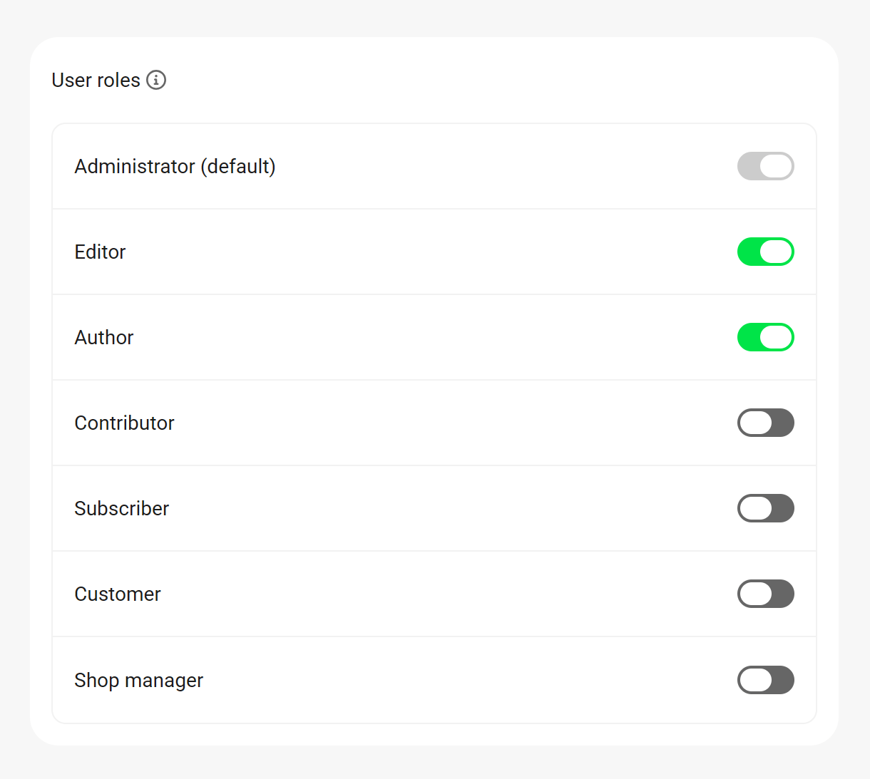 User session roles setting in Defender