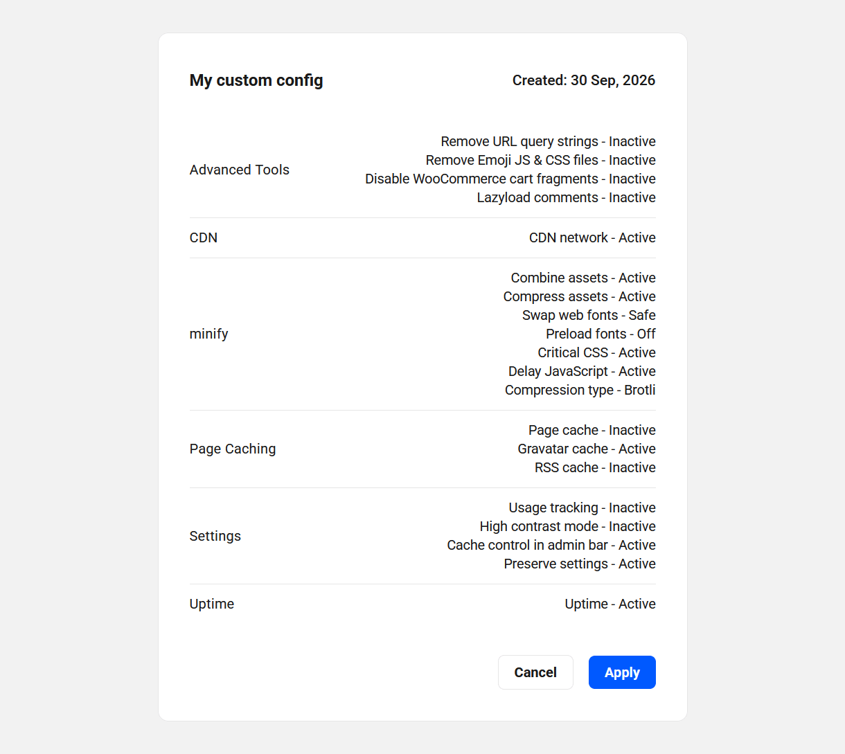 Custom config details in The Hub